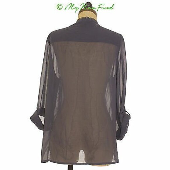 Gianetta Neon Pop Top Blouse Size PM Contrast Placket Yellow Gray NEW B44 - Picture 5 of 5